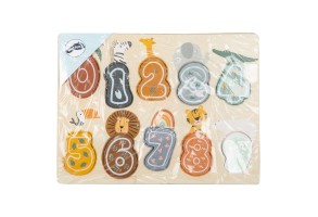 Small Foot Пъзел Сафари, с цифри, дървен - 3