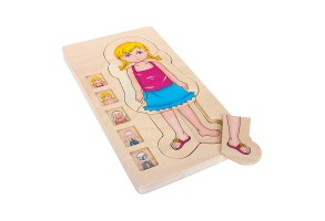 Small Foot Пъзел Тяло на момиче, на слоеве, дървен, 28 части