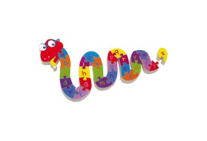 Small Foot Пъзел Змия, с букви, дървен, 27 части