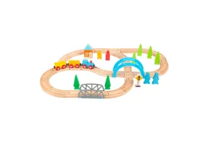 Small Foot Влакче с релси, дървено 45 х 60 х 9.5 cm, 40 части