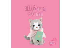 Studio Pets Плюшено коте с панделка Бела, 16 см - 2