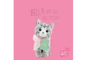 Studio Pets Плюшено коте с панделка Бела, 23 см