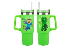 Термо чаша със сламка Minecraft Green 900 ml - 4