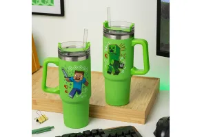 Термо чаша със сламка Minecraft Green 900 ml - 5
