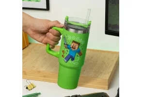 Термо чаша със сламка Minecraft Green 900 ml - 6