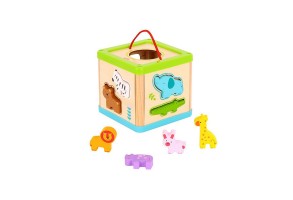 Tooky Toy, Дидактически дървен куб, Сортер с животни