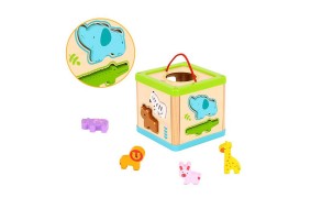 Tooky Toy, Дидактически дървен куб, Сортер с животни - 2