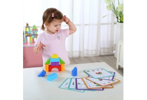 Tooky Toy, Дървена игра с цветни геометрични фигури - 5