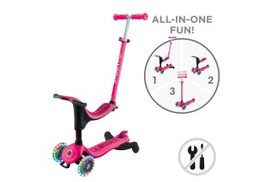 Тротинетка 4 в 1 GLOBBER GO UP SPORTY LIGHTS 360° - розова - 2