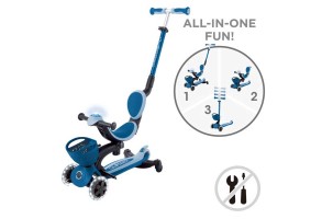 Тротинетка 5 в 1 GLOBBER GO UP BABY LEARN 360° FLASH LIGHTS, тъмно синя - 3