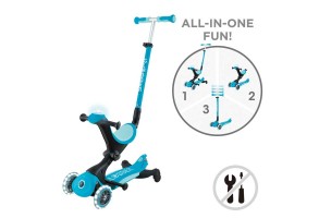 Тротинетка 5 в 1 GLOBBER GO UP DELUXE LIGHTS 360° - аква - 2