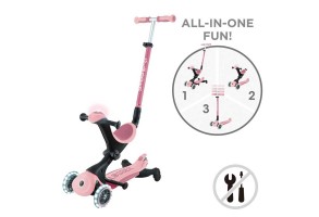 Тротинетка 5 в 1 GLOBBER GO UP DELUXE LIGHTS 360° - пастелно розова - 2