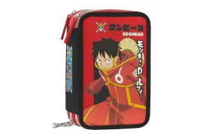 Ученически несесер One Piece Red със съдържание и 3 отделения