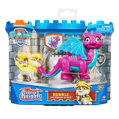 Игрален комплект Spin Master Paw Patrol Rescue Knights, кученце с дракон - Rubble И Драконът Blizzie