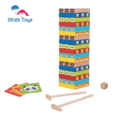 Дървена настолна игра Дженга с животни