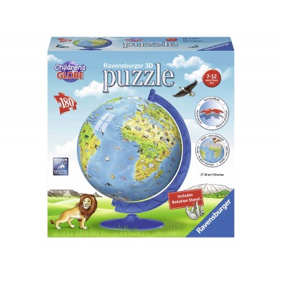 3D Пъзел Ravensburger 180 елемента - Глобус за деца