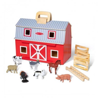 Игрален комплект Melissa and Doug Fold & Go Дървена плевня с животни