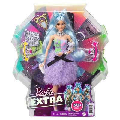 Кукла Mattel Barbie Extra Blue Hair Deluxe с домашен любимец и аксесоари, над 30 визии