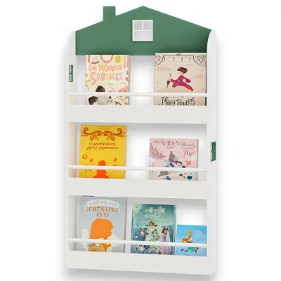 Детска етажерка за книги и играчки - къщичка, 3 рафта, 60x12x106 см