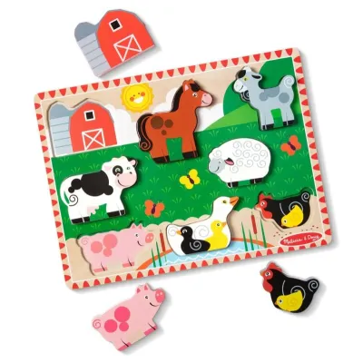 Детски масивен пъзел 8 части - Селскостопански животни - Melissa & Doug