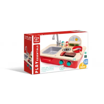 Дървен комплект за игра, Hape, Кухненски плот, 7 части