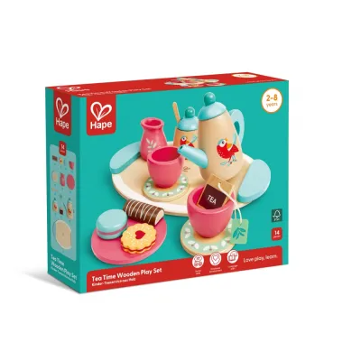 Дървен комплект за игра, Hape, Време за чай, 14 части