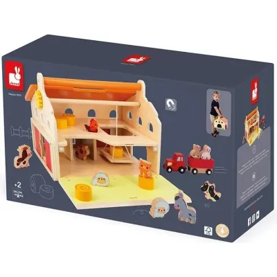 Дървена играчка Janod - Ферма с животни и аксесоари