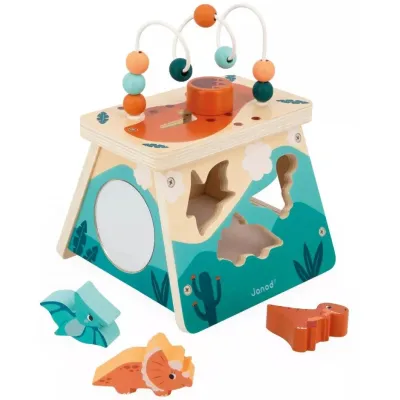 Дървена играчка Janod - Мултиактивен вулкан, Дино