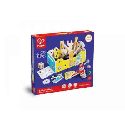 Дървена кутия с инструменти, Hape, 83 части