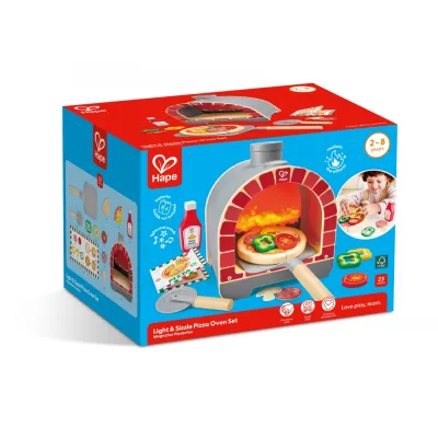 Интерактивен дървен комплект, Hape, Пещ за пица с аксесоари, 23 части