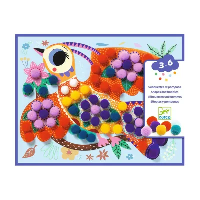 Колажи с помпони Djeco - Великолепни птици