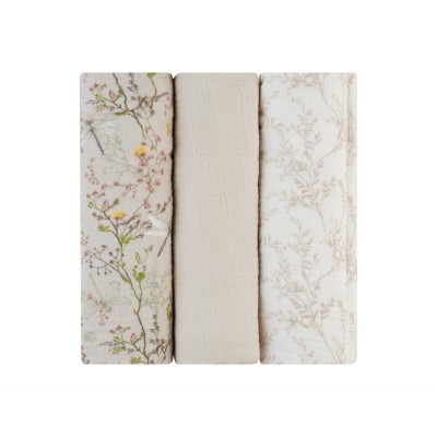 Комплект 3 бр муселинови пелени 100х100 см Secret Garden Beige