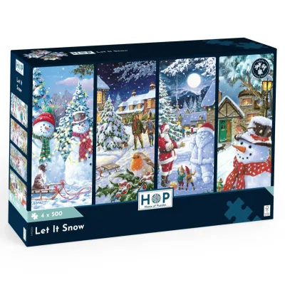 Комплект от 4 пъзела по 500 части - Нека вали сняг - The House of Puzzles