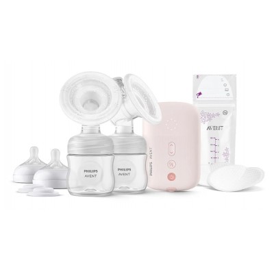 Комплект с двойна ел. помпа за кърма Natural Motion Philips AVENT + 2 бр. шишета + аксесоари за кърмене