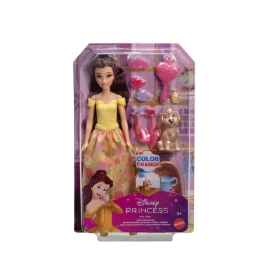 Кукла Disney Princess - Бел с домашен любимец с промяна на цвета