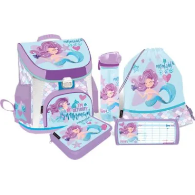 LIZZY CARD MERMAID Sweet комплект 5 в 1 - раница, несесер, спортна торба, бутилка, кутия за храна