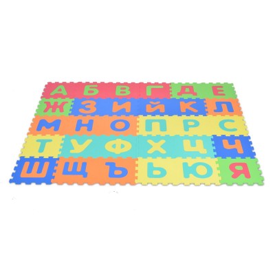 Мек пъзел-килим Moni Toys, Кирилица (А-Я), 30 елемента, многоцветен