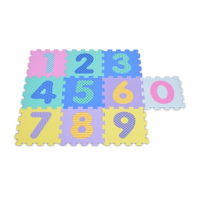 Мек пъзел-килим Moni Toys, Цифри, двустранен, 10 елемента, многоцветен