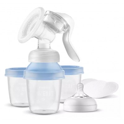 Philips AVENT Ръчна помпа за изцеждане на кърма Natural Motion с контейнери VIA SCF430/13