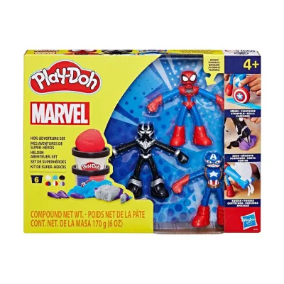 Play Doh Marvel - Комплект с фигурки Капитан Америка, Спайдърмен и Черната пантера