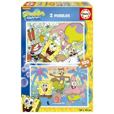 Пъзел 2 в 1, Educa, Sponge Bob, 2 х 100 части