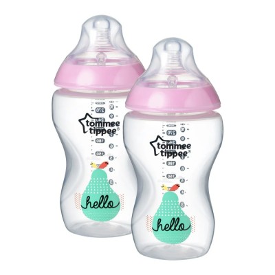 Шише за хранене Tommee Tippee Closer to Nature Easi Vent, 340 мл, 2 броя, 3м+, круша