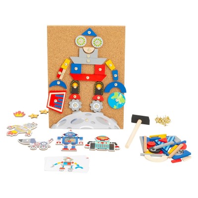 Small Foot Мозайка Роботи, дървена, с чукче, 160 части